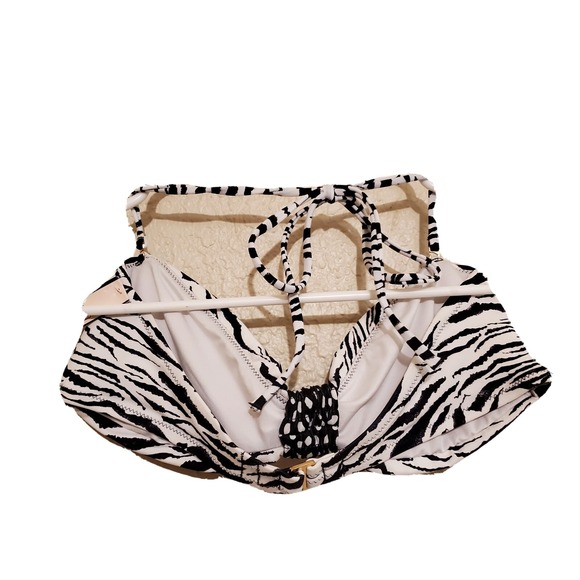 Victoria's Secret Womens Bikini Top Swim Small Zebra Black White Animal Print - Picture 2 of 2